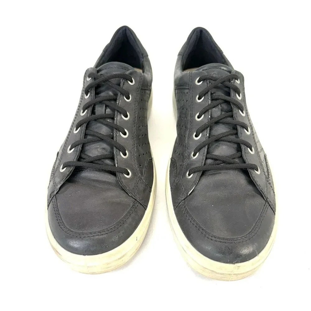 Ecco Soft 7 Cloud Sneakers Mens EU 47/US 14 Black Leather Perforated Shoes